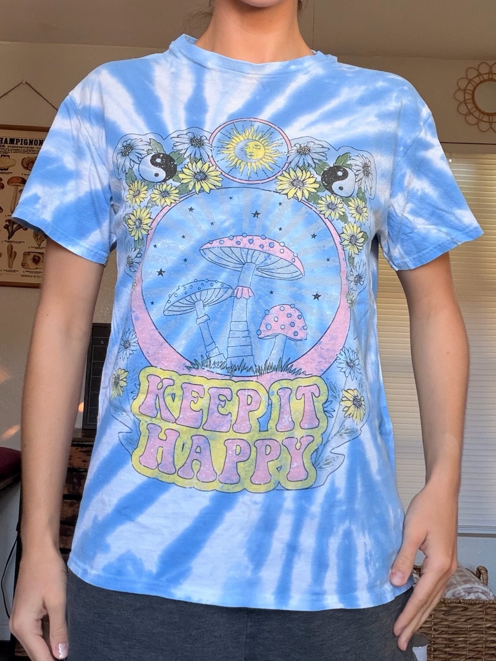 Keep It Happy Tie-Dye Short Sleeve Tee - Blue